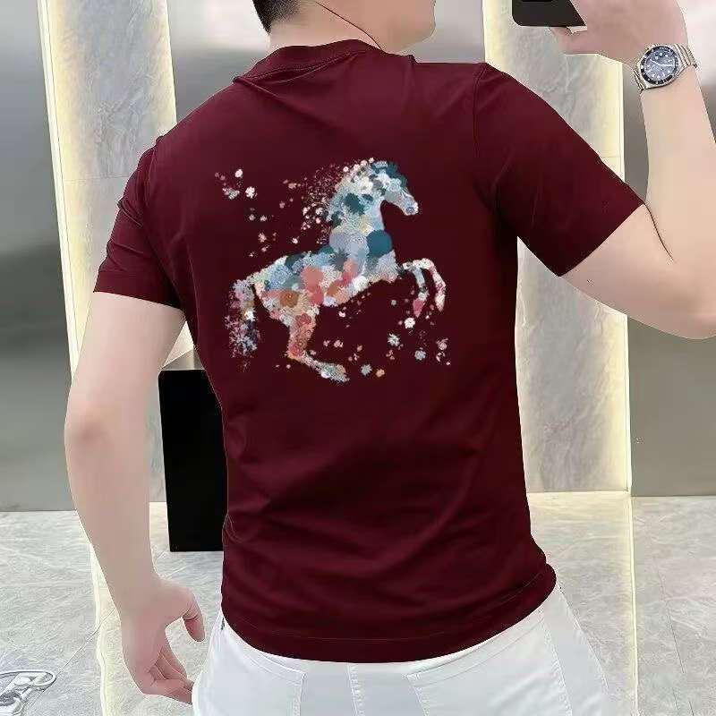 2026 Men s Heavyweight Pure Cotton Printed Short Sleeve Round Neck T-shirt - Trendy Summer Casual Bestseller S