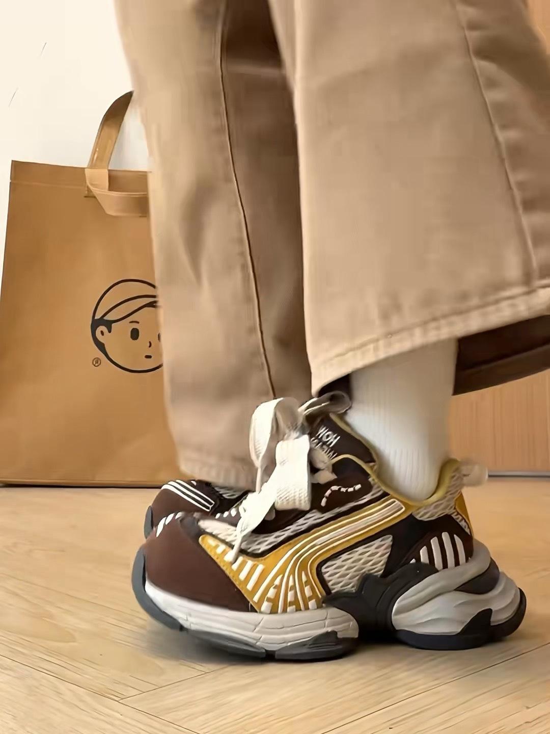 

Thick-soled heightening dad shoes for women 2025 new Korean version niche design breathable, non-slip and wear-resistant, versatile sports and leisure 40 коричневый