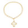 Textured Cross Pendant Toggle Chain Necklace Bold Chunky Statement Necklace for Women