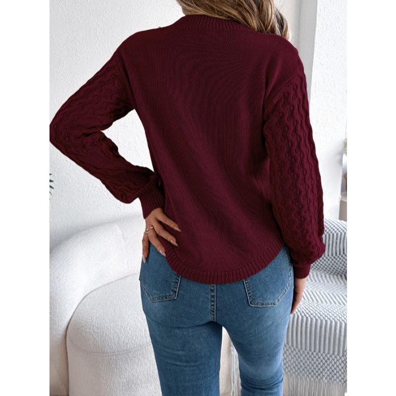 Fashion Twist Lantern Long Sleeve Irregular Pullover Sweater Women Autumn and Winter Casual Solid Color Knitted Tops Elegant Simple Loose Clothing