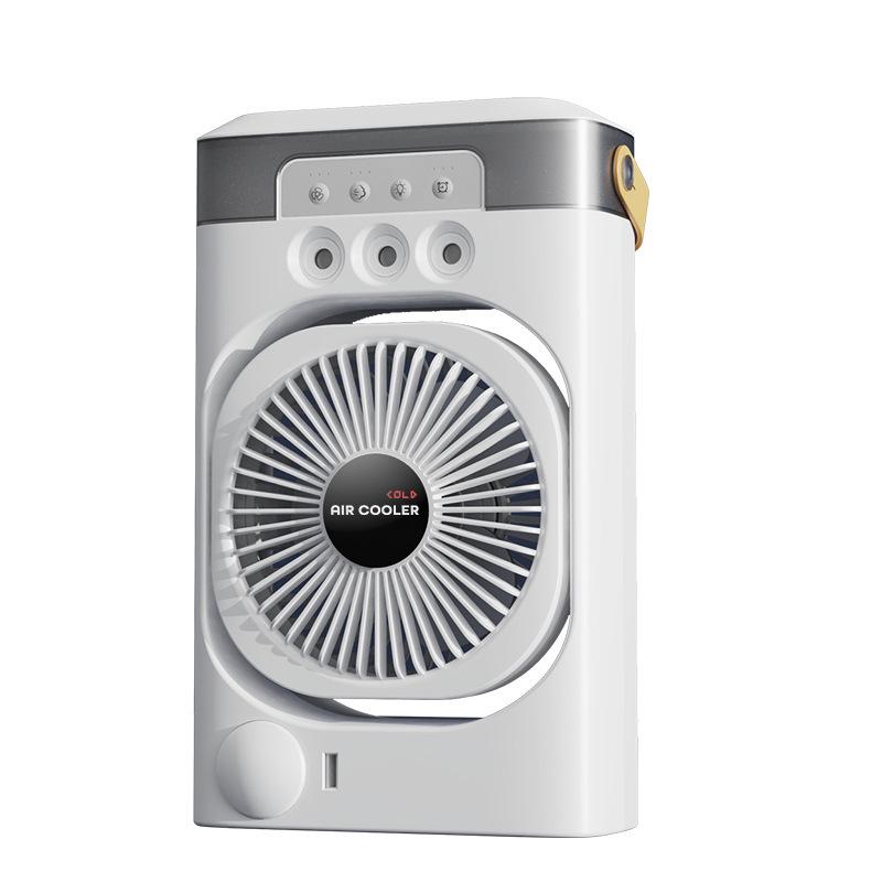 Compact USB Rechargeable Three-Speed Spray Fan with Humidifier for Desktop Use
