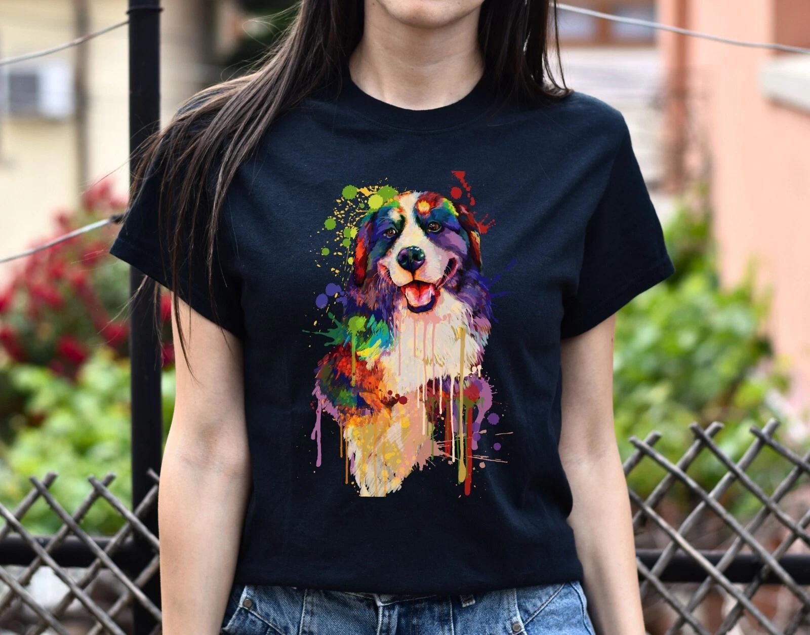 Watercolor Art Bernese Mountain dog Unisex shirt S-2XL black navy dark heather 2XL