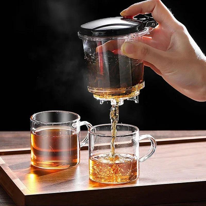 500-1800ml One Click of Filtering Teapot Transparent Heat-resistant Glass Teapot Office Household Cofffee Pot Kitchen Kettle