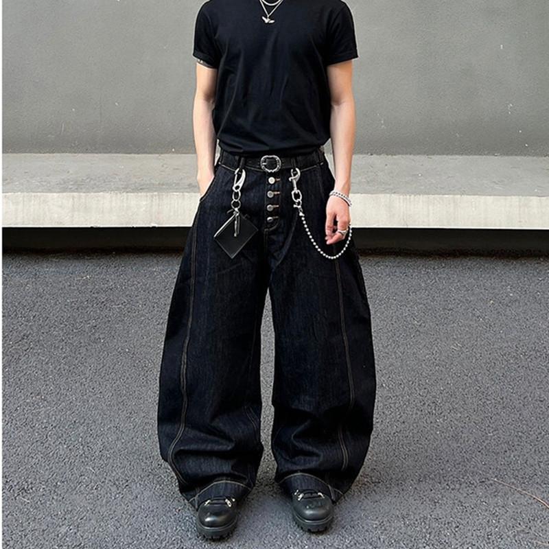 Retro straight jeans women's autumn new fat mm large size annual loose scimitar pants loose wide-leg pants