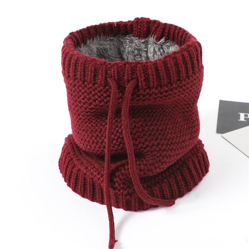 Unisex Autumn Winter  Knitted Ring Neck Cover Scarf Children Thickened Fleecing Drawstring Neckerchief Women Men Decoration