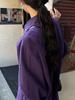Women's High-Grade Corduroy Polo Shirt – Loose Fit, Purple, Korean Style for Spring & Autumn