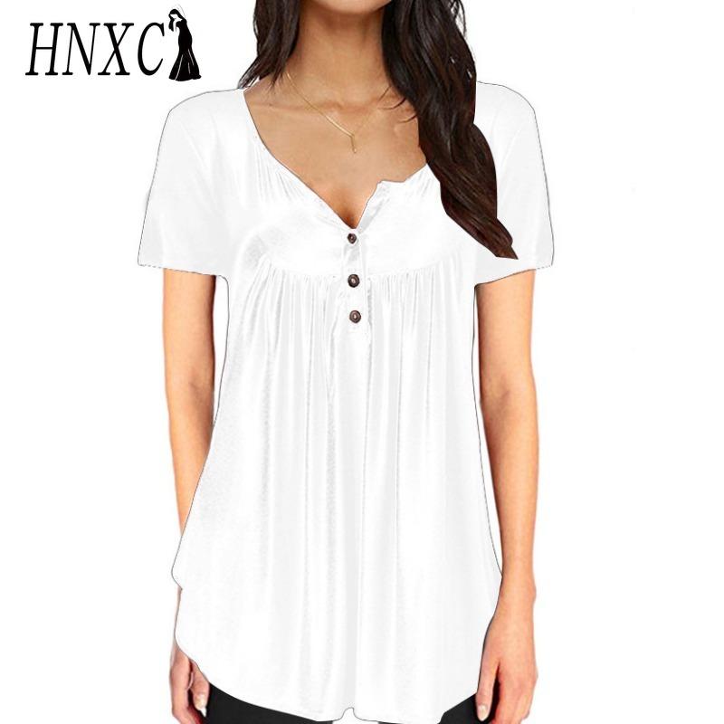 

HNXC Женская мода Повседневные однотонные блузки и рубашки с принтом и коротким рукавом L