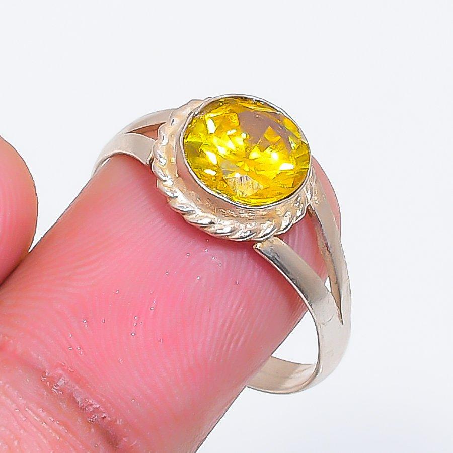 Natural Citrine Gemstone Handmade 925 Sterling Silver Jewelry Ring Size 9 ZS-1515