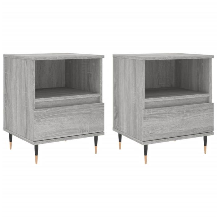 Tables de chevet - Maison Exclusive - 2 pcs - Sonoma gris - Bois d'ingénierie 40x35x50 cm