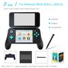 3 in 1 Hand Grip +Crystal Case+Plastic Stylus Pen for Nintendo NEW 2DS LL 2DS XL Console Black Accessories 1.5m cable+ bag
