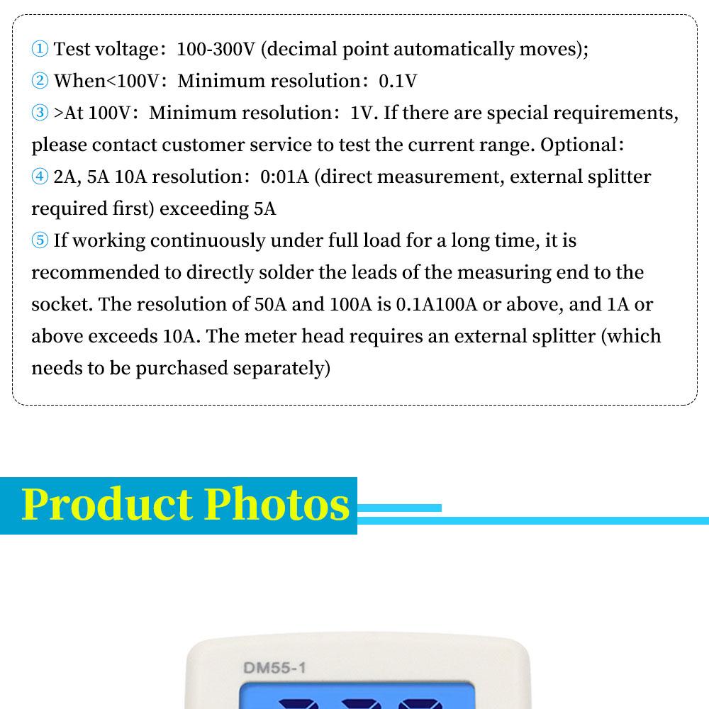 1/5/10PCS Digital Voltmeter EU USA Style Plug Real Time Monitoring of Voltage LCD Display Voltmeter AC100-300V Range DM55-1