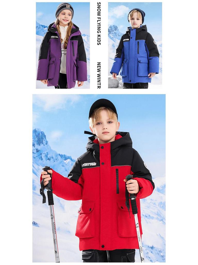 2025 Pojkars Mellanlång Svarta Dunjacka, Förtjockad Vindtät Koreansk Stil för Barn