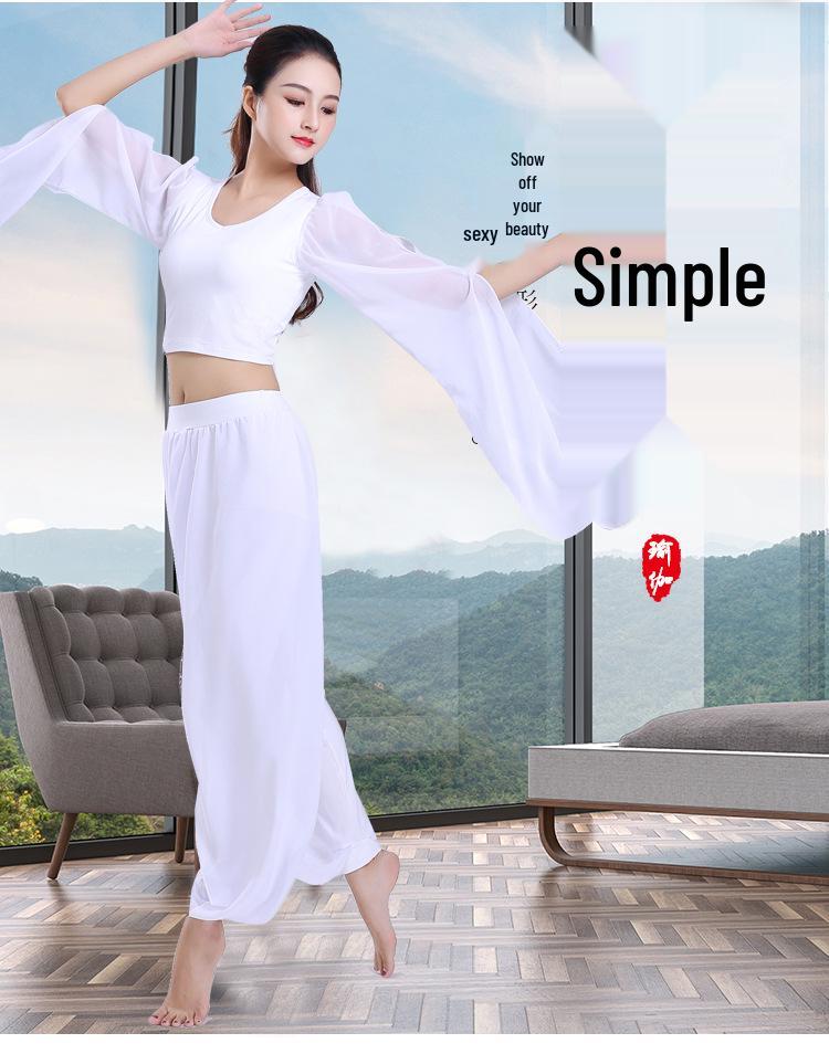 Dámský pohádkový šifonový crop top set na tanec a cvičení jógy