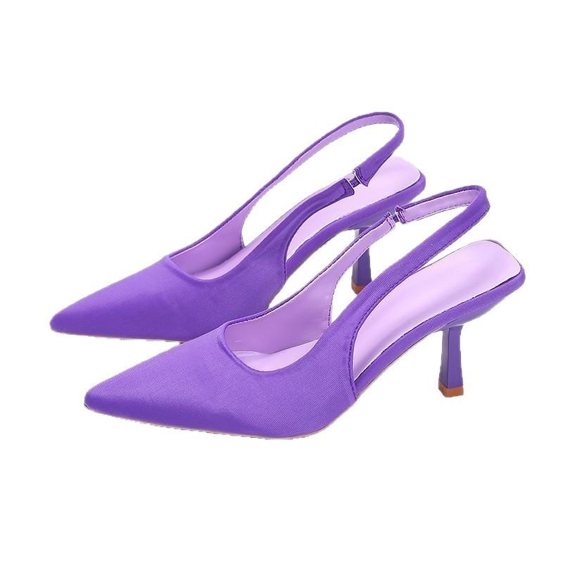 Women's Satin Pointed Toe Slingback Stiletto Pumps for Evening Party Wear