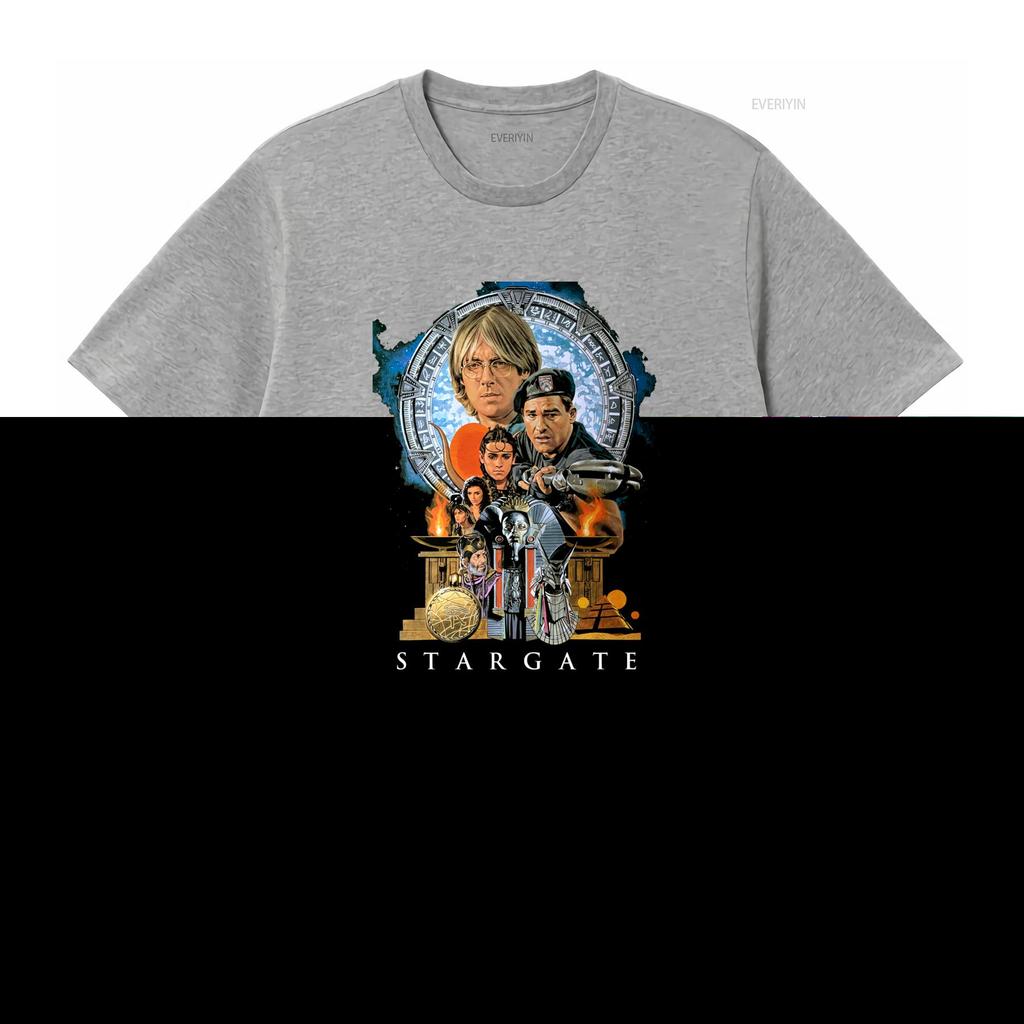Stargate Sci Fi Movie Black T Shirt with Iconic Characters Design Size S 5XL Vintage Washed Fashion Top For Everyday Wear