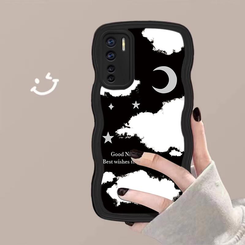 Compre Black Wave Soft Silicone Case Star Moon Night Printed Shell