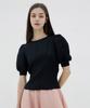 Waiowai Ribbed Puff Short Sleeve Pleated T-Shirt_3 Colors