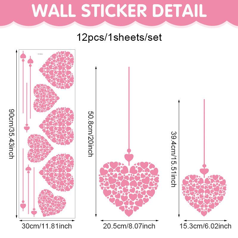 1pcs Valentine's Day Atmosphere Decorative Stickers,Heart-shaped Stickers For Glass Windows And Display Windows, Window Stickers