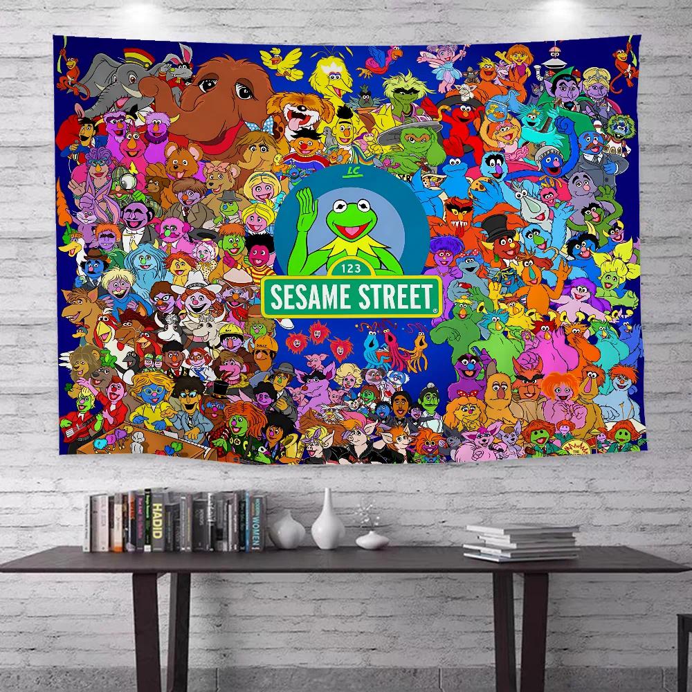 Sesame Street Cartoon Cartoon Tapestry Home Decoration Hippie Bohemian Decoration Divination Home Decor