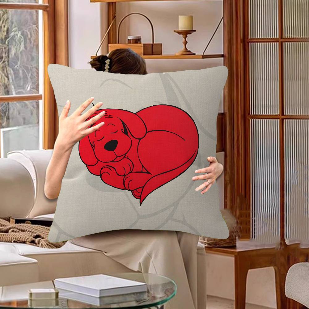 Cartoon Clifford The Big Red Dog Lucky Dragon Pillow Cover Sofa Cushion Cover Home Room Decoration Children Gift