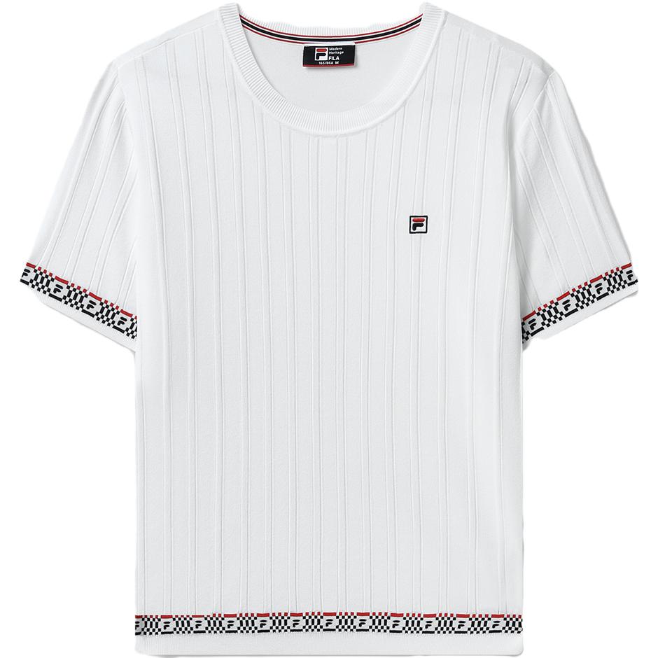 Fila Versatile Casual Short Sleeve Knit Top Women Tops Standard-White F11W321403F-WT