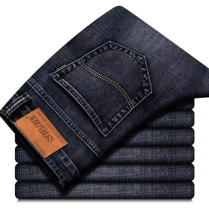 2026 Elastic Men's Loose Straight Jeans - Wear-Resistant, Plus Size, Casual Work Pants