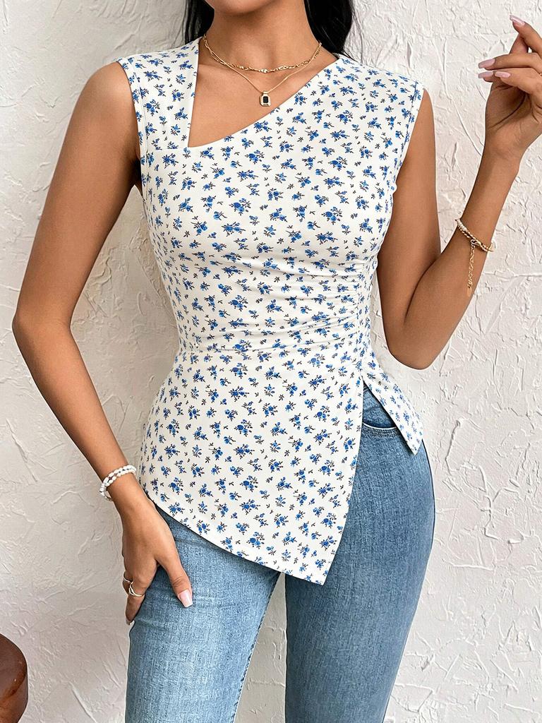 Women's clothing European and American elegant style T-shirt spring and summer new diagonal collar slim short solid color top
