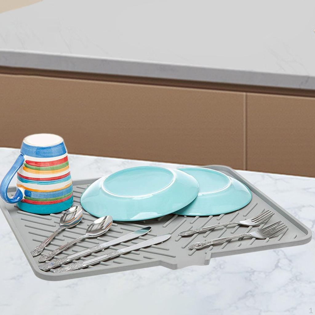 Compact Kitchen Sink Mat for Dish Drying with Drain Feature