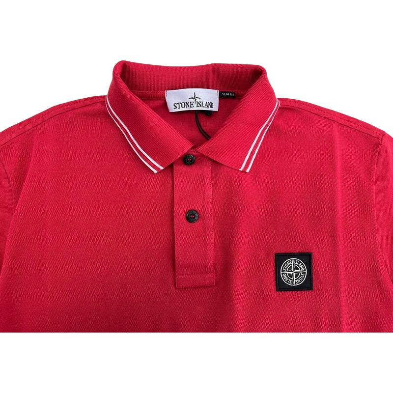 Stone Island Logo Pullover Short Sleeve Polo Shirt Men polo shirts Red 80152SC18-V0010