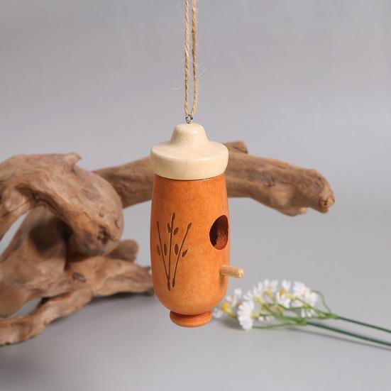 Hummingbird House Unique Shape Hanging Bird Cage Wooden Bird Nesting House for Garden Outdoor Decoration
