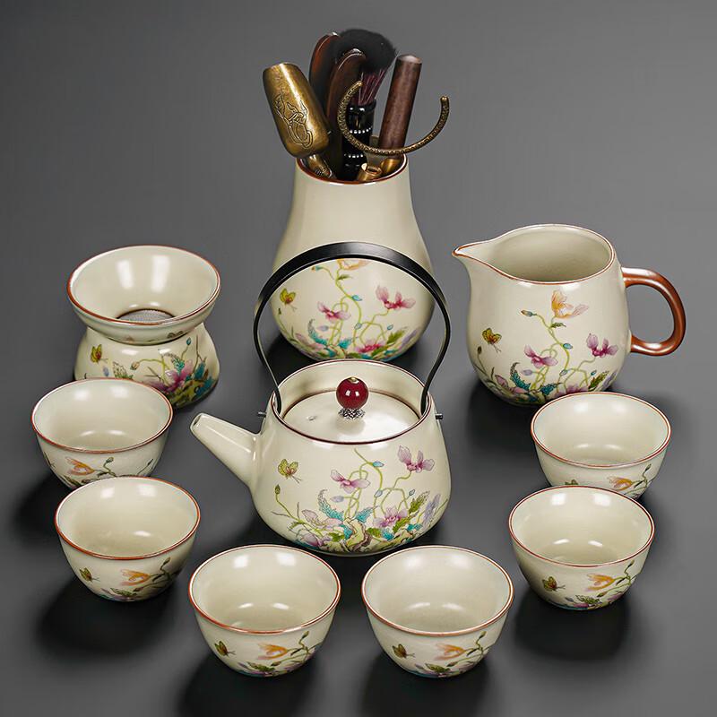 Lainuo Ru Kiln Teapot with 6 Cups and 10-Piece Tea Ceremony Set