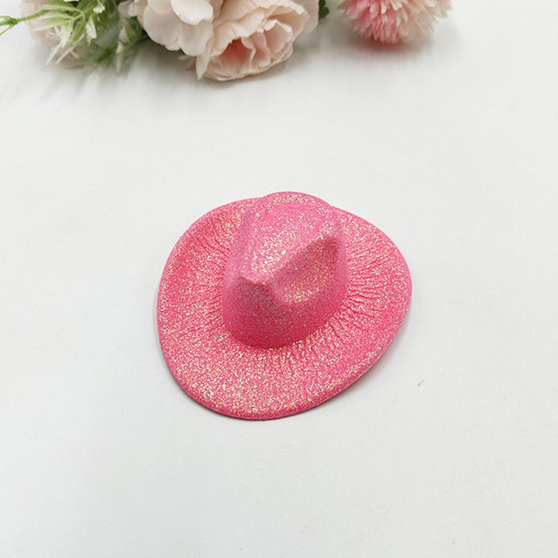 Holographic Neon Glitter Mini Cowboy Hat Western Theme Party Decoration Shiny Prop for Birthday Festival Events