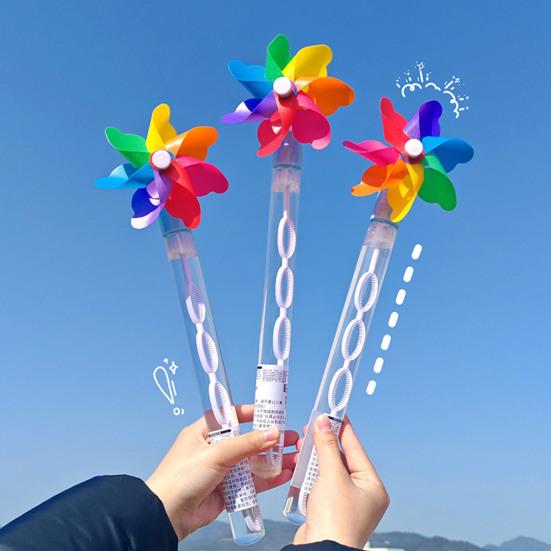 Windmühlen-Seifenblasenstab Große Kapazität Interaktiver Seifenblasenmacher Cartoon Outdoor Sommer Spielzeug für Kinder Seifenblasen-Spielset für Party Picknick Strand