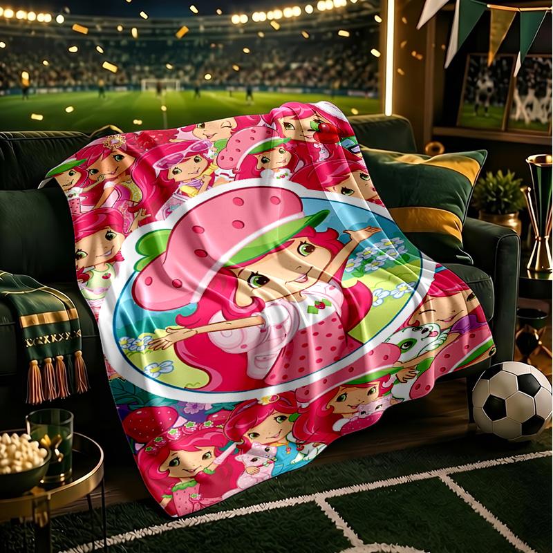 Straw-berry Friends Blanket Lightweight Flannel Bedding Blanket Perfect for Travel, Camping, Living Rooms, Offices, Sofas, Fan Christmas gift