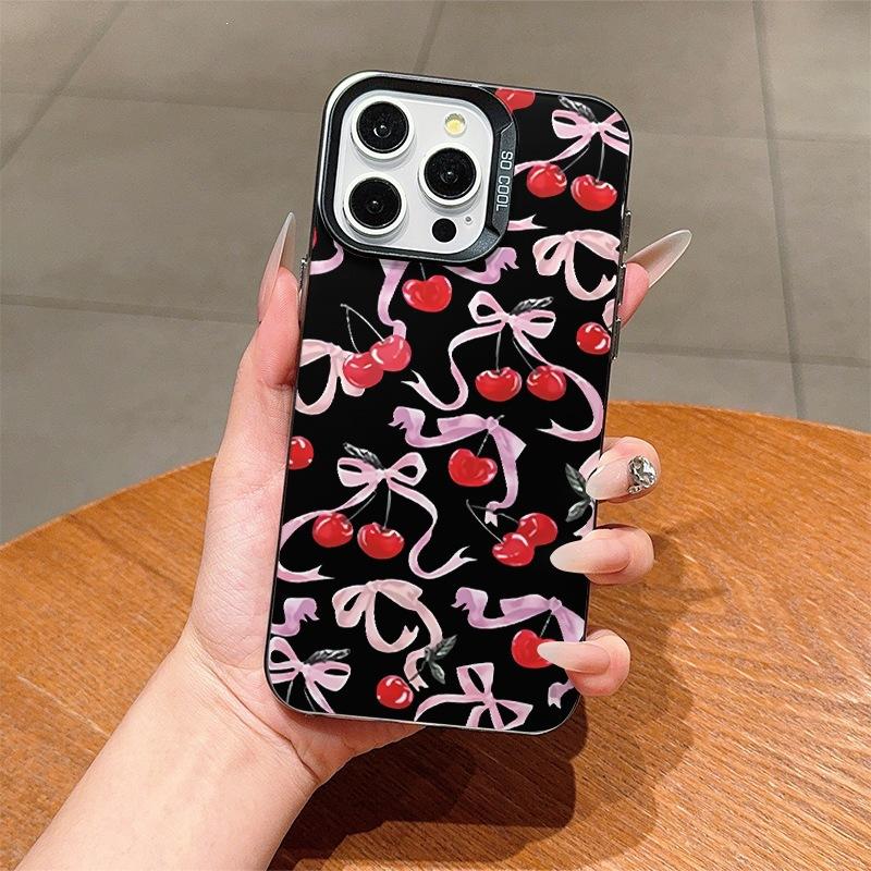 Cherry Bow Is Suitable for Apple 16Pro Mobile Phone Case Creative Iphone15plus High-end 14 Niche 13/11