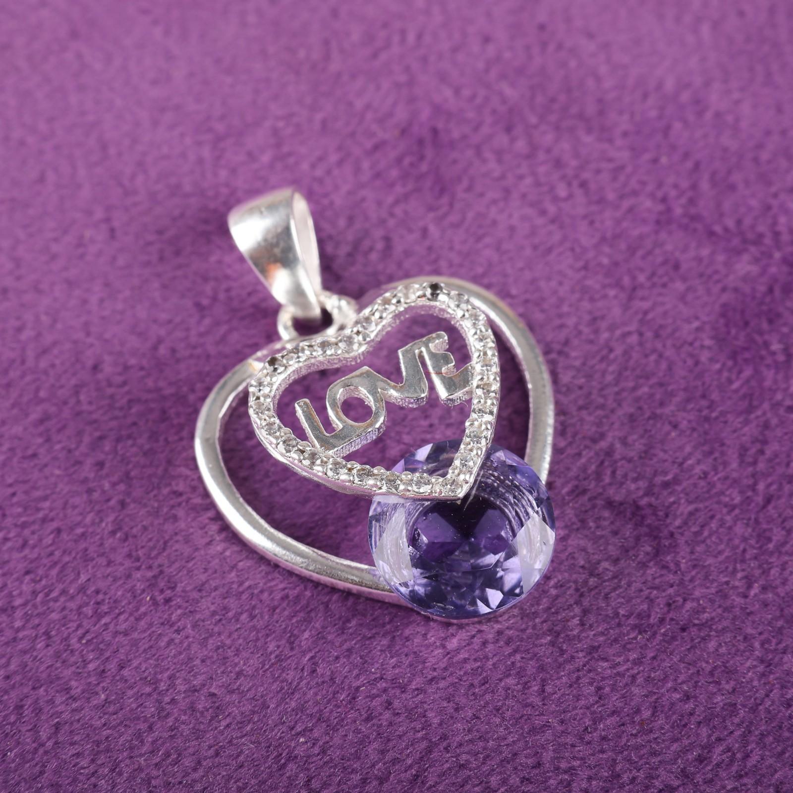 

Iolite Gemstone 925 Sterling Silver Jewelry Zircon Pendant Gift For Girlfriend CZP-3-10