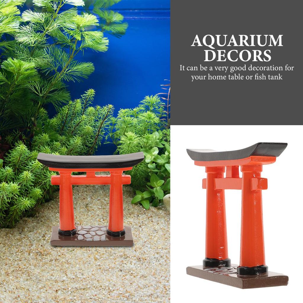NOLITOY Miniature Torii Gate Shrine Model for Home Aquarium and 9x2x8cm Decor, Accessories, Ornament, Resin, Red,