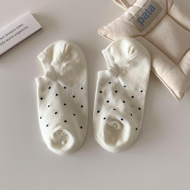 Seasonal Shallow Mouth Boat Socks Socks Women'S Solid Color Polka Dots Do Not Fall Off And Invisible Socks Summer Women