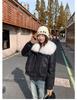 Women's Short Loose PU Winter Jacket Suede Bronzing Big Fur Collar