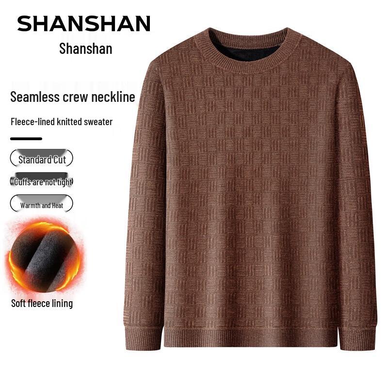 

SHANSHAN Men s Fleece-Lined Round Neck Business Casual Sweater M