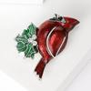 Oil Dripping Red Bird Brooch Enamel Bird Shape Lapel Pin Sweater Cardigan Coat Business Suit Clothing Accessories Jewelry Gift for Men Women