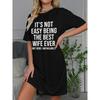 Slogan Printed Comfortable Women's Short Sleeve Crew Neck T-Shirt Nightgown - Casual Pajamas, Machine Washable Polyester Blend