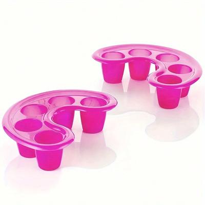 2pcs Nail Art Five Finger Soaking Bowl, Five Hole Separated Soaking Bowl, Softening Keratin Removal Tool, Professional Nail Care Tool