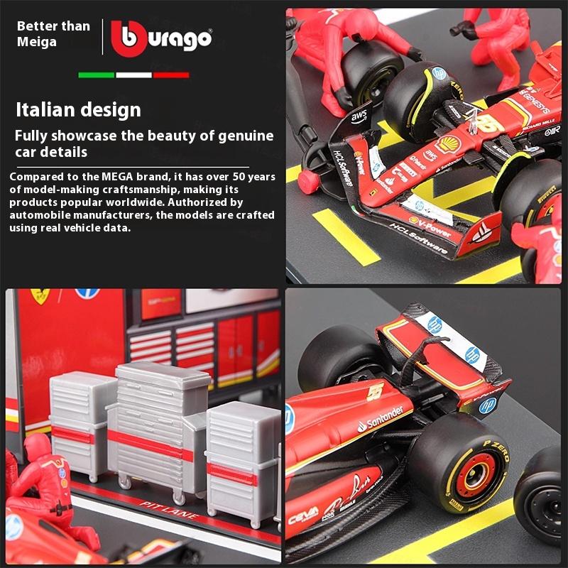In Stock Bburago F1 1:43 Ferrari Sf24 #16 #55 Pit Pass 6pcs Maintenance Worker Doll Diecast Model Piece Pit Crew Toys Gift