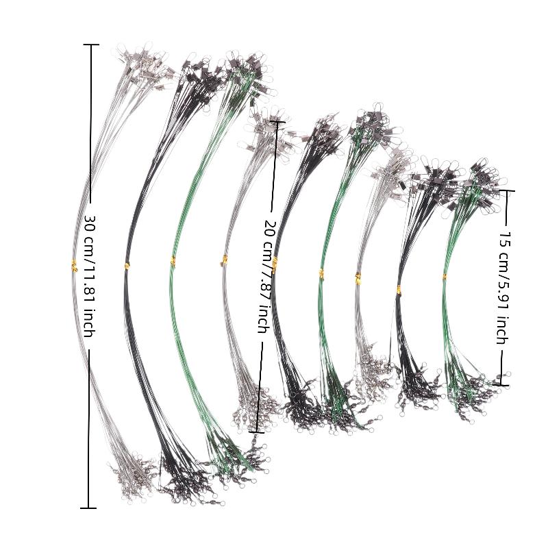 20 stk Anti-bitt Stål Fiskesene Ståltråd Fortom Med Svivel Fisketilbehør Blykjerne Fiskesene 15/20/30 cm