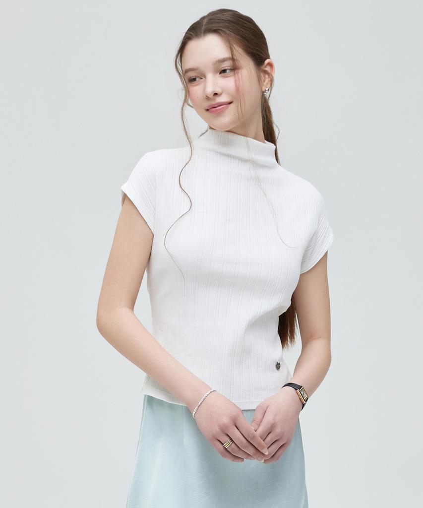 ROEM Mock Neck Short Sleeve T-Shirt Rmhwg25Nt2