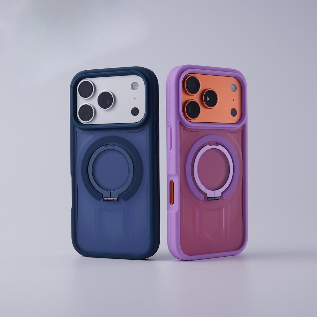 iPhone 17 Pro Max Magnetic Ring Stand Case with Skin-Feel Cover