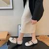 Winter New Flat-bottomed Velvet Warm Cotton Shoes Women's Fluffy Shoes Students Solid Color Cute Ladyshoes Doudou Shoes