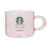 Starbucks Gela Pique collaboration glass mug, soft pink, 355ml. Gela Pique glass mug, pink.