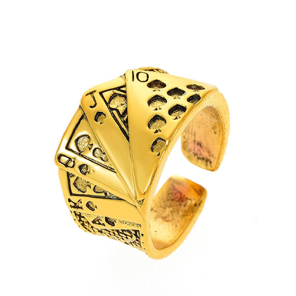 Punk Rhinestone Playing Card Pendant Necklace, Unisex Fashion Jewelry